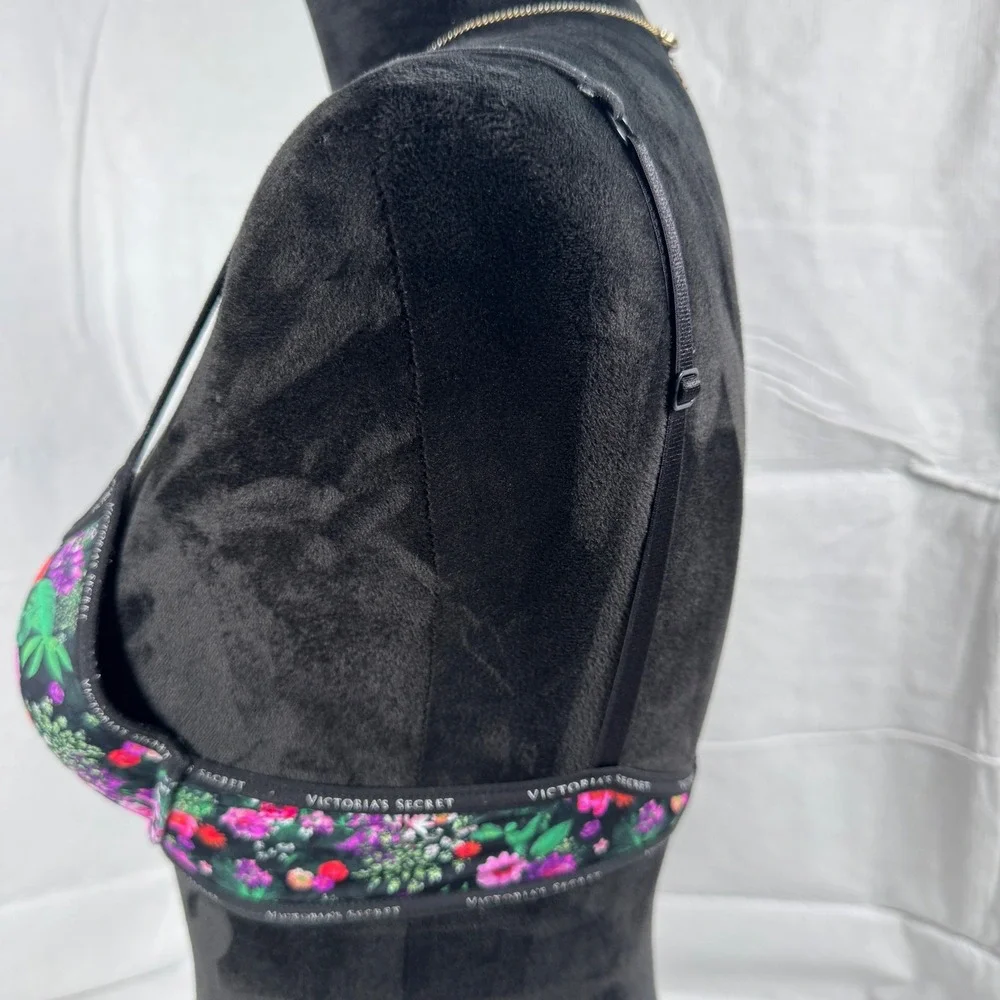 Victoria Secret Women's T-Shirt Push-Up Full Coverage Bra 32B Black Floral